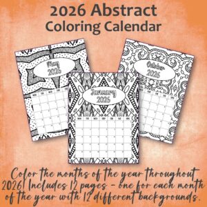 2026 Abstract Coloring Calendar