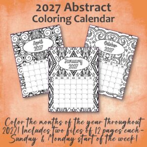 2027 Abstract Coloring Calendar