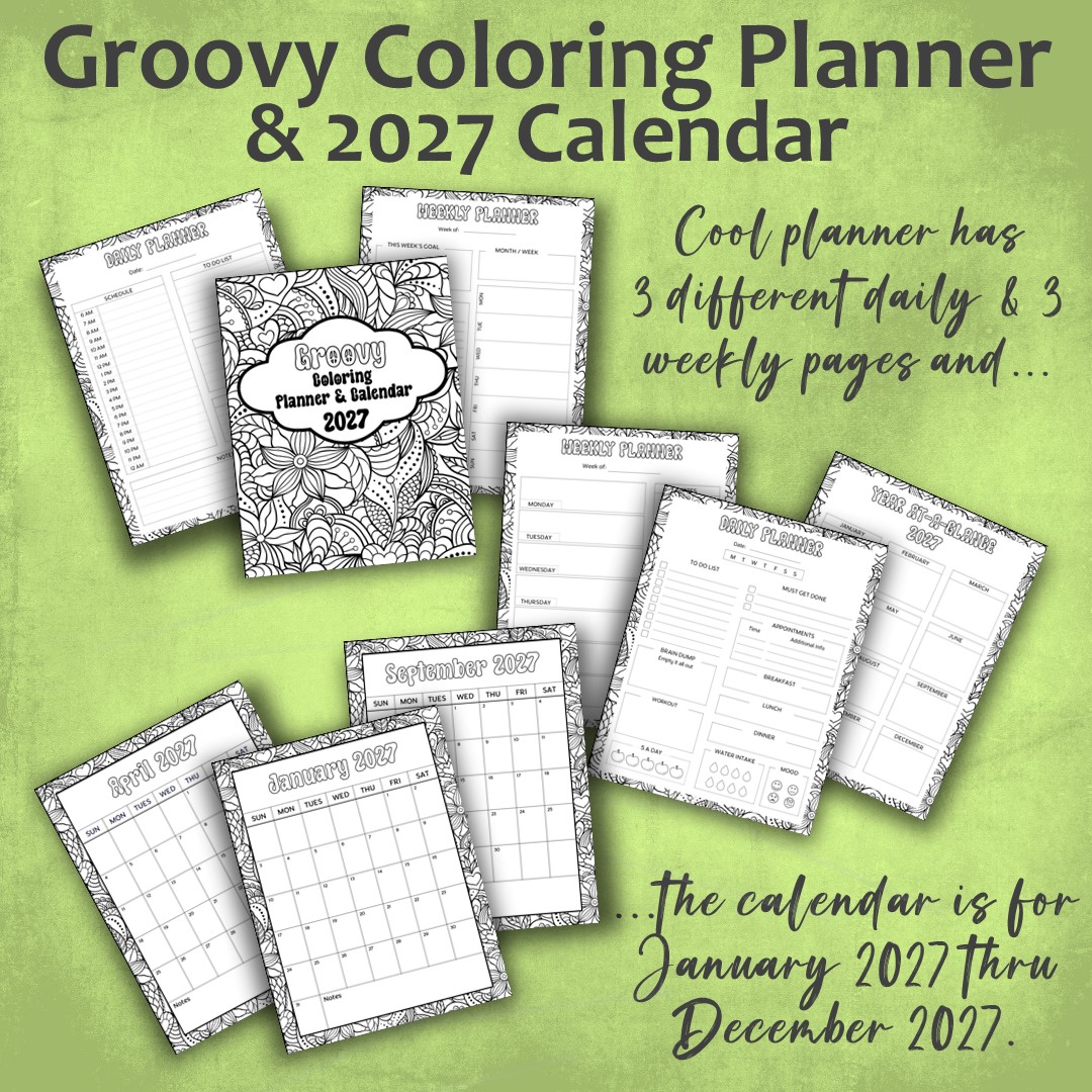 Groovy Coloring Planner & 2027 Calendar