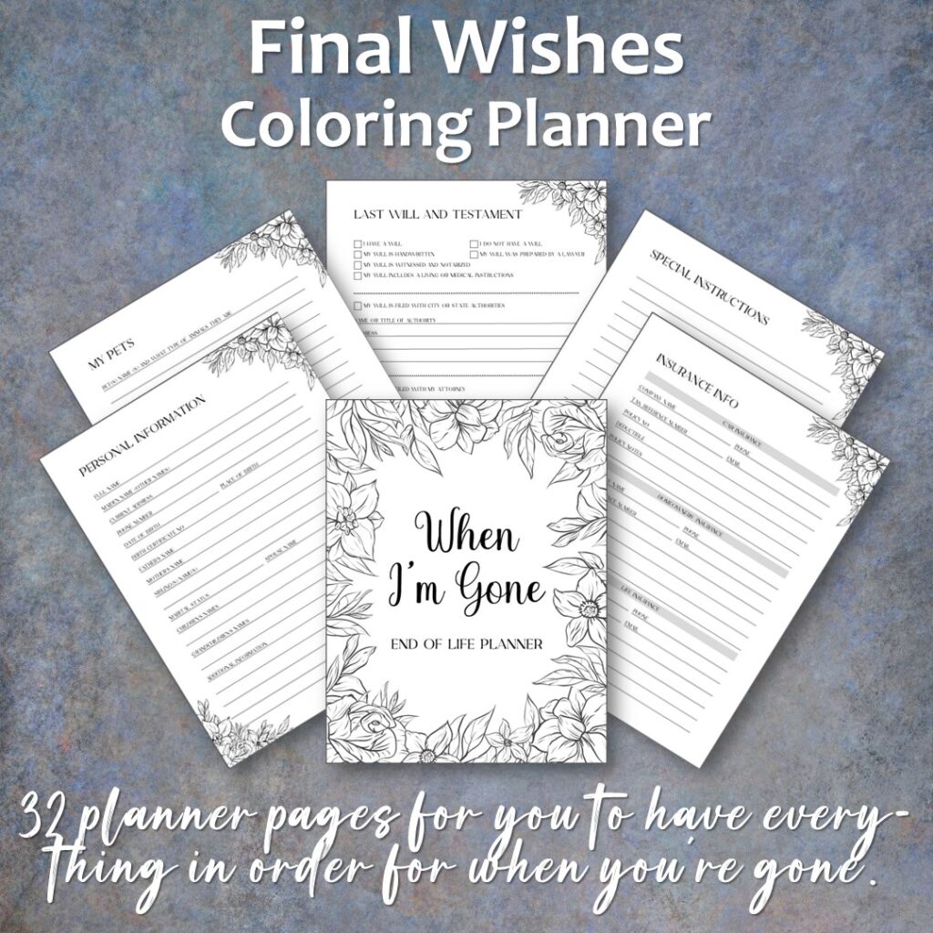 Final Wishes Coloring Planner Plan Journal Color Final wishes coloring planner plan journal color
