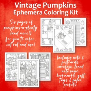 Vintage Pumpkins Ephemera Coloring Kit